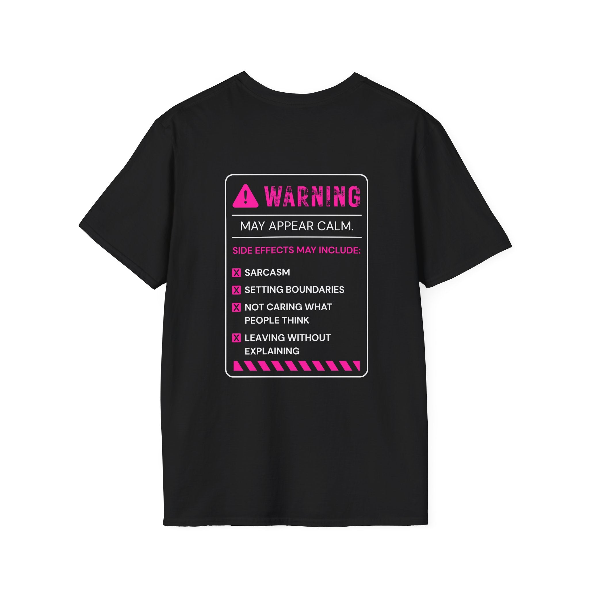 Warning: May Appear Calm – Black Softstyle Tee