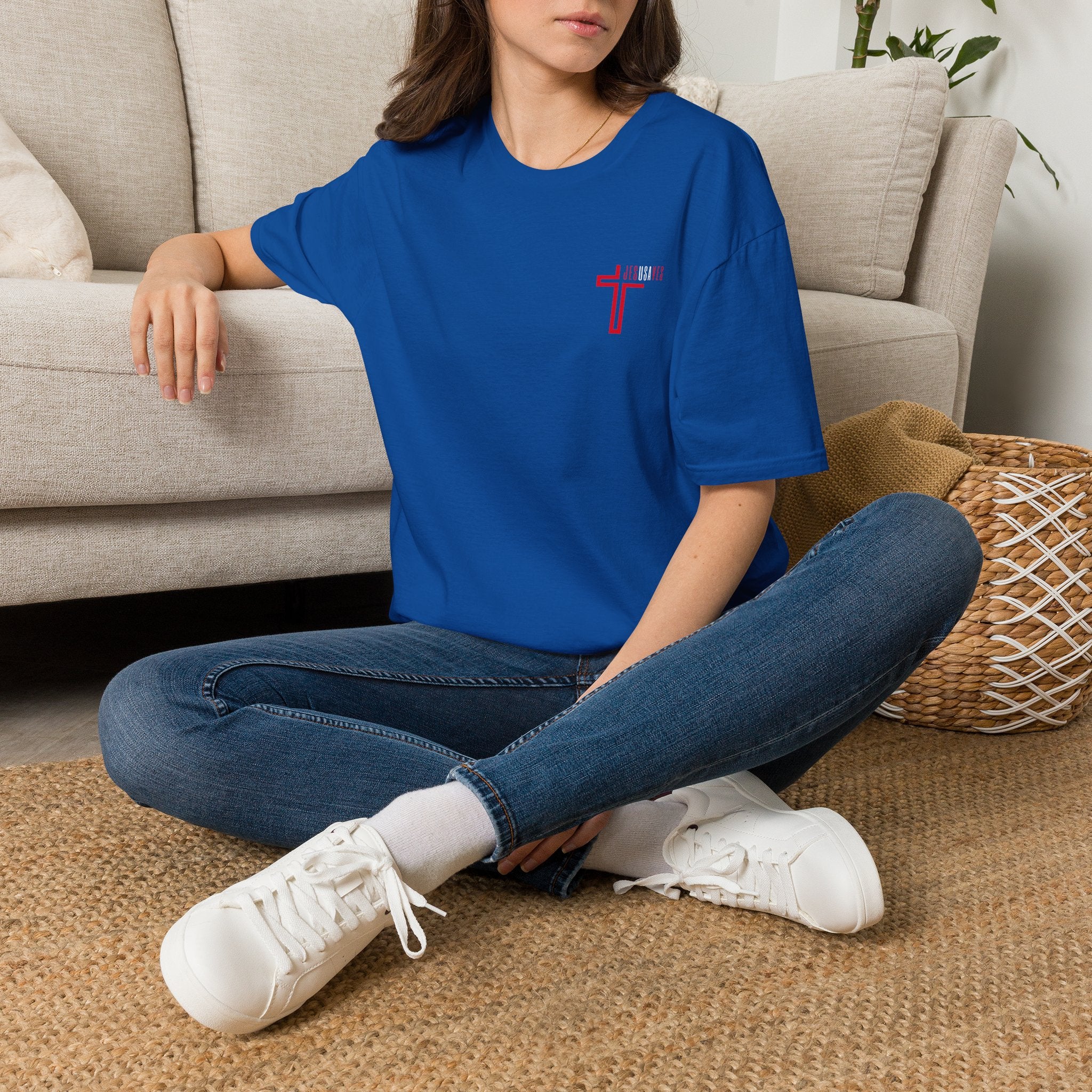 Jesus Saves USA Cross Tee | Gildan Softstyle® 64000