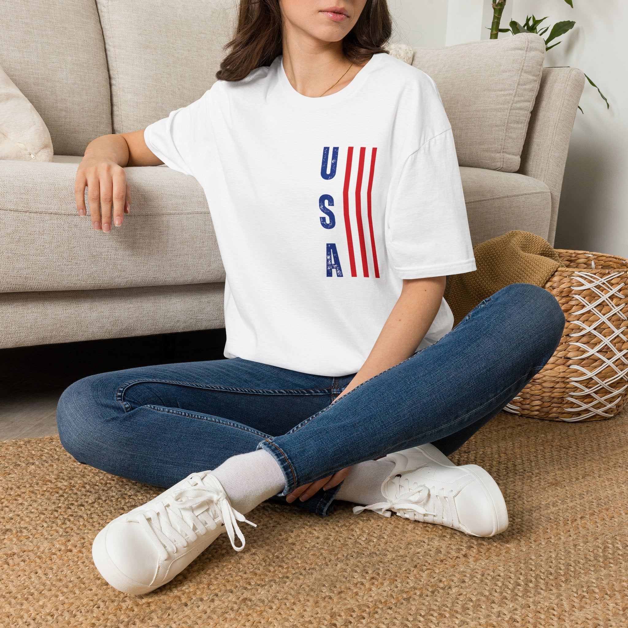 USA Vertical Stripe Tee | Gildan Softstyle® 64000