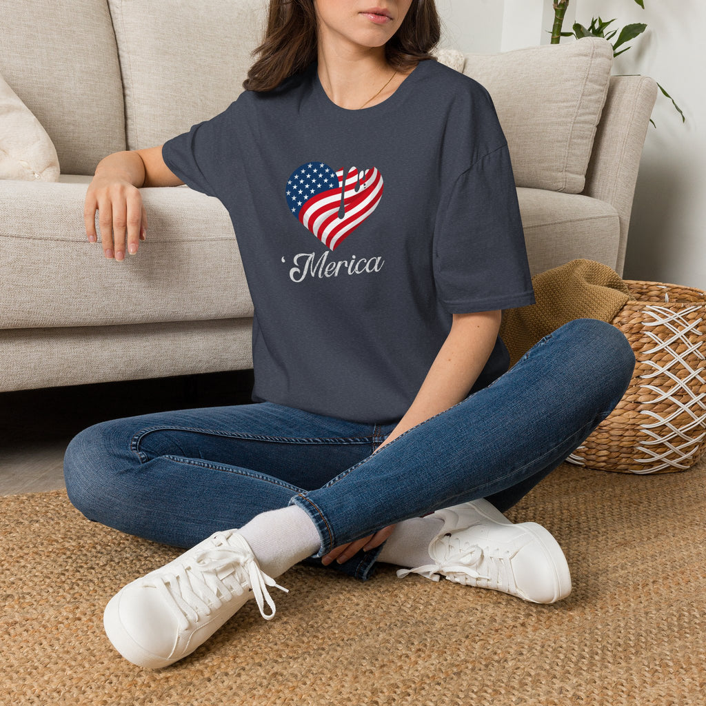 'Merica Drip Heart Patriotic Tee | USa Flag Graphic Shirt