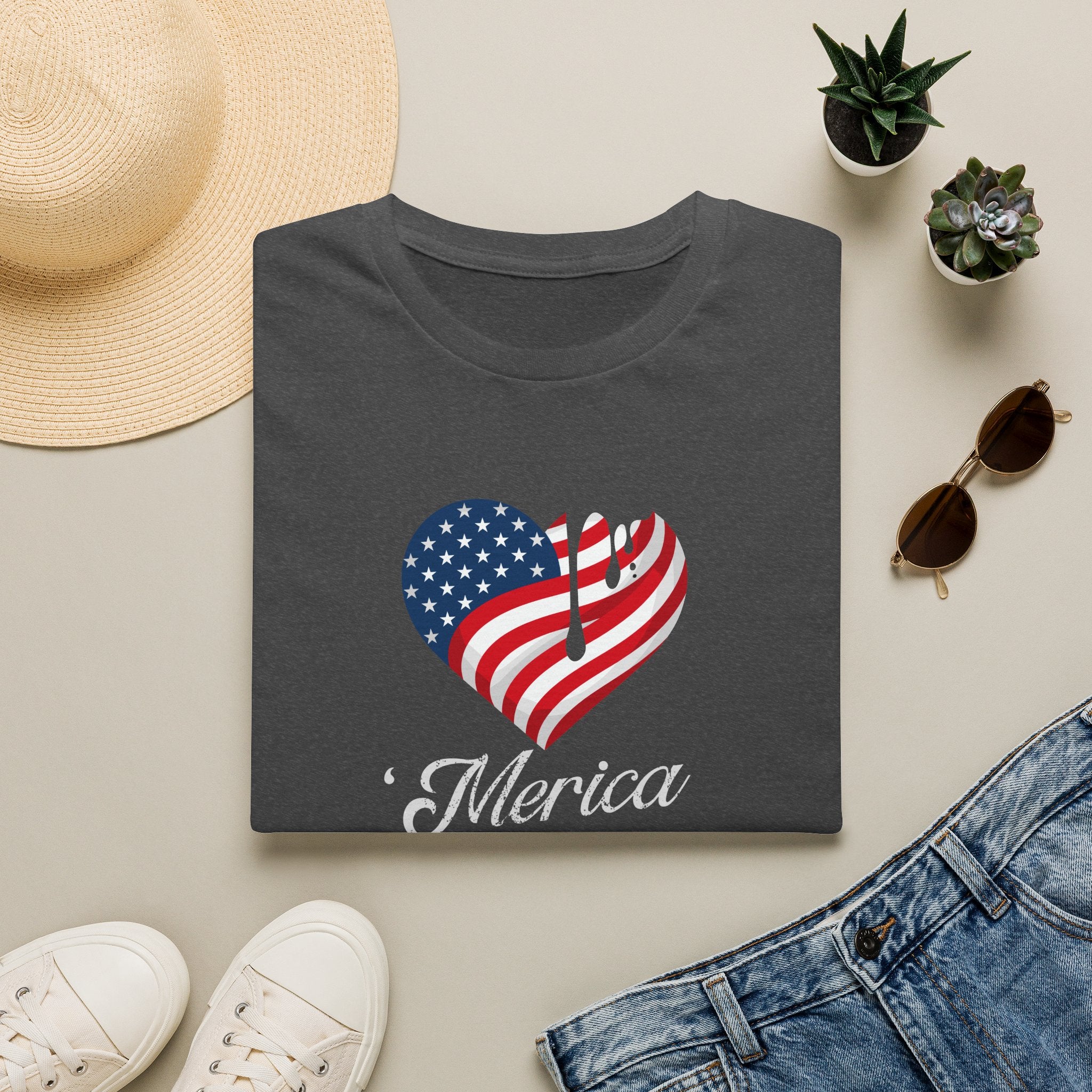 'Merica Drip Heart Patriotic Tee | USa Flag Graphic Shirt