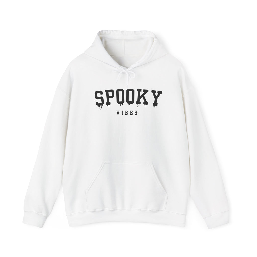 Spooky Vibes Drippy Text White Hoodie