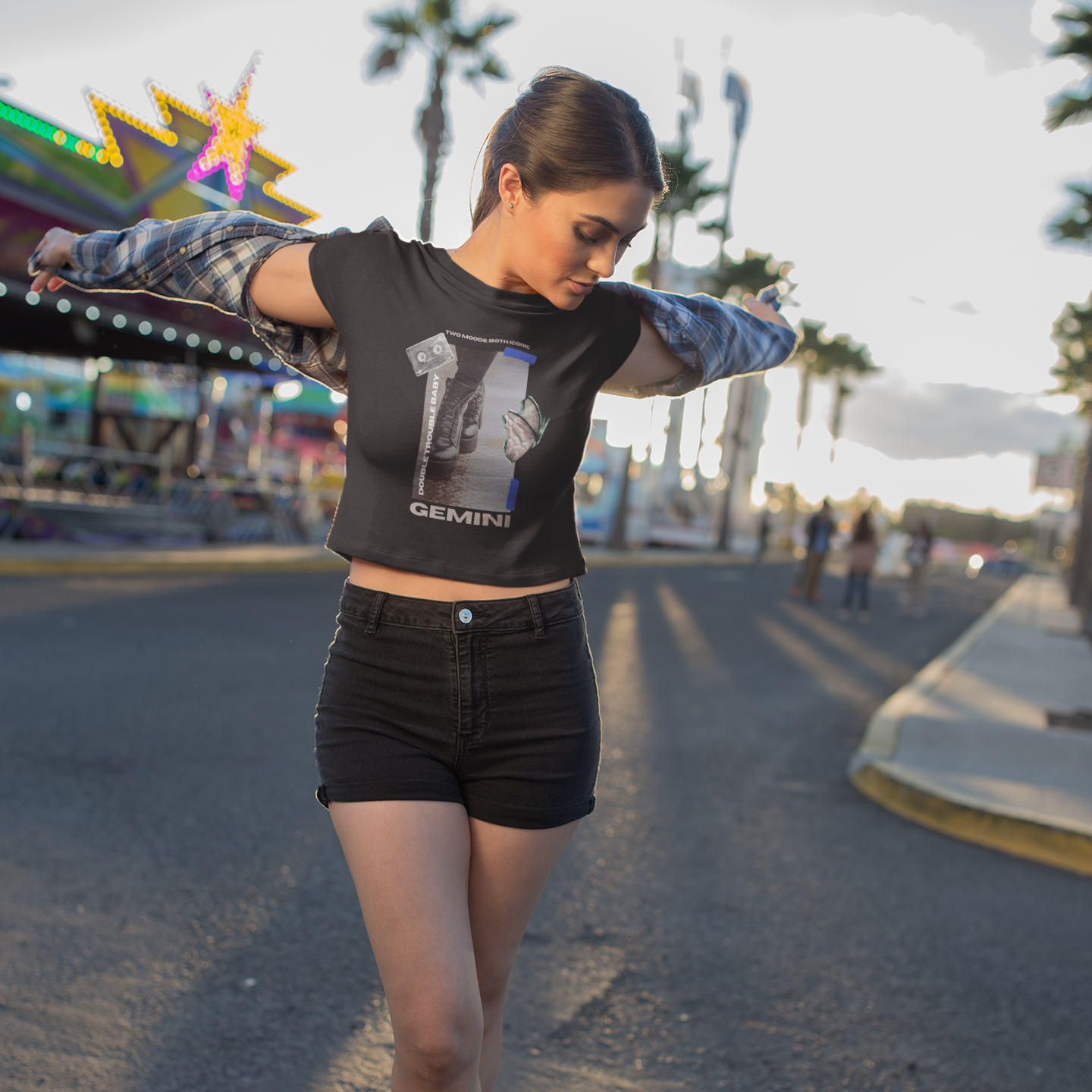 Double the Trouble Gemini Crop Tee