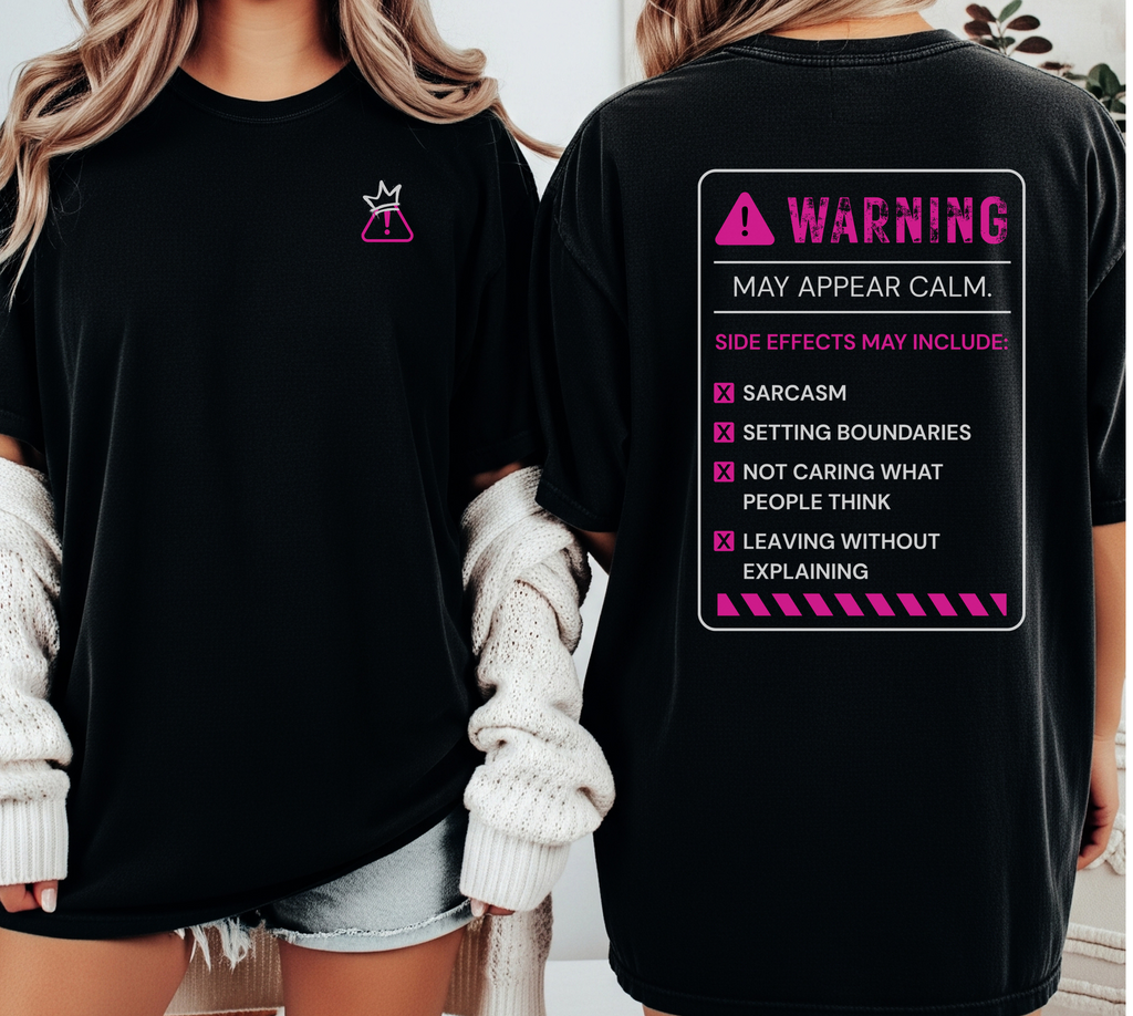 Warning: May Appear Calm – Black Softstyle Tee