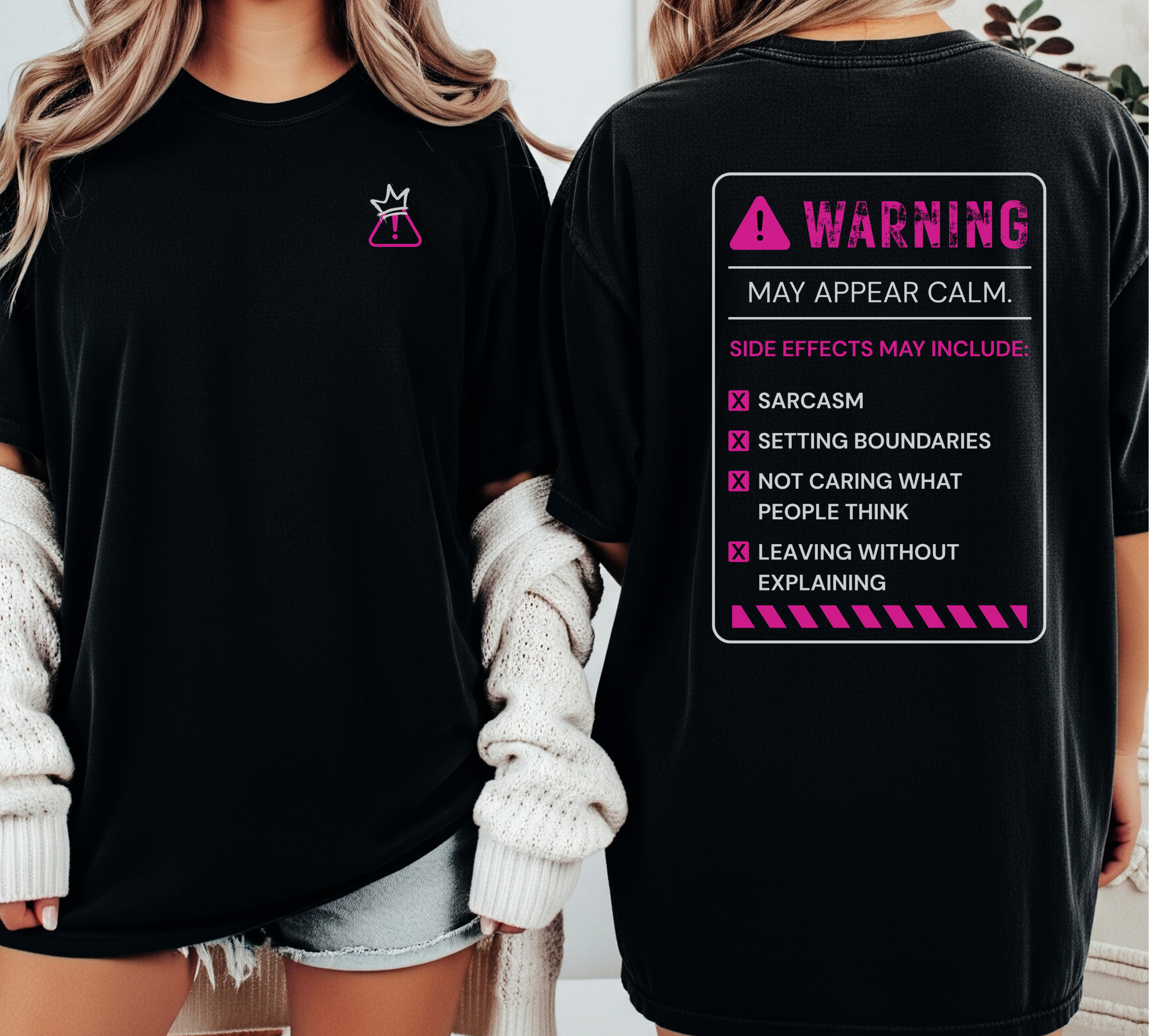Warning: May Appear Calm – Black Softstyle Tee