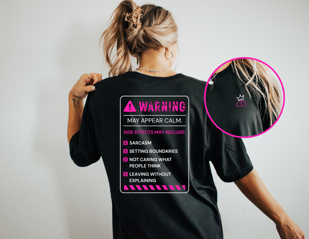 Warning: May Appear Calm – Black Softstyle Tee