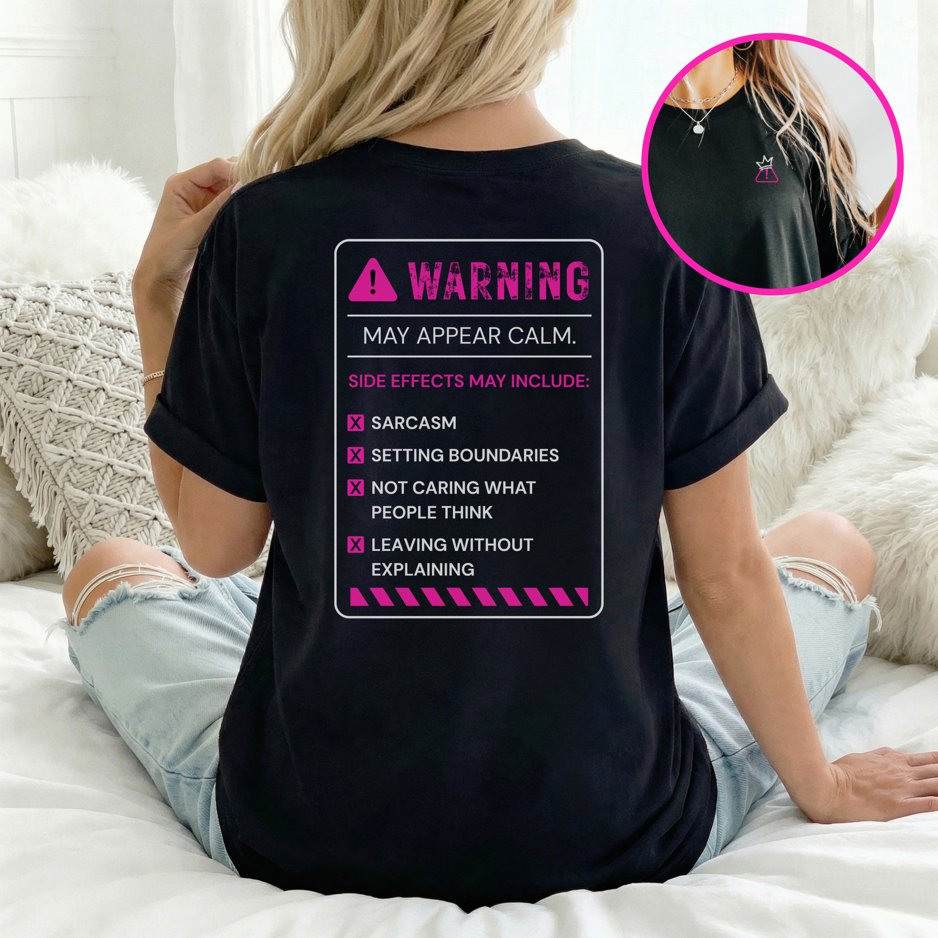 Warning: May Appear Calm – Black Softstyle Tee