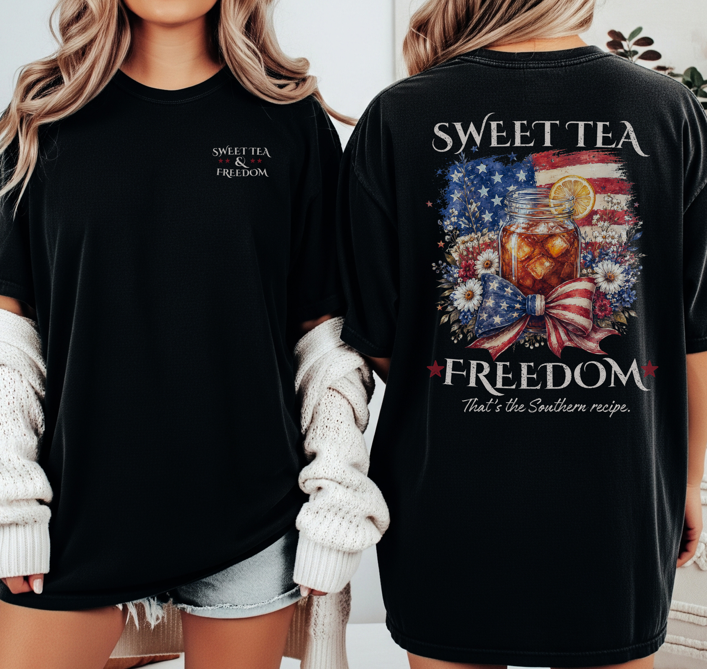 Sweet Tea & Freedom – Patriotic Southern Tee