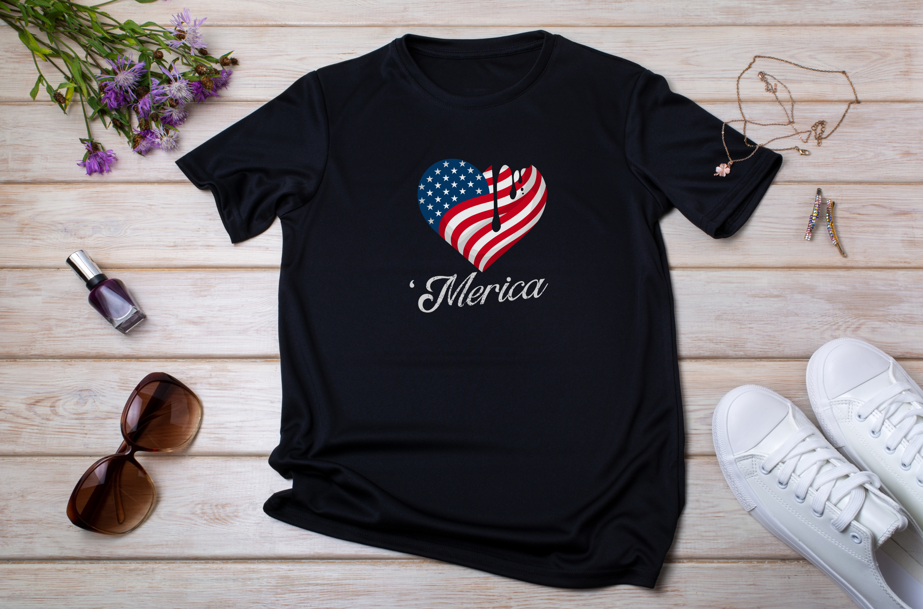 'Merica Drip Heart Patriotic Tee | USa Flag Graphic Shirt