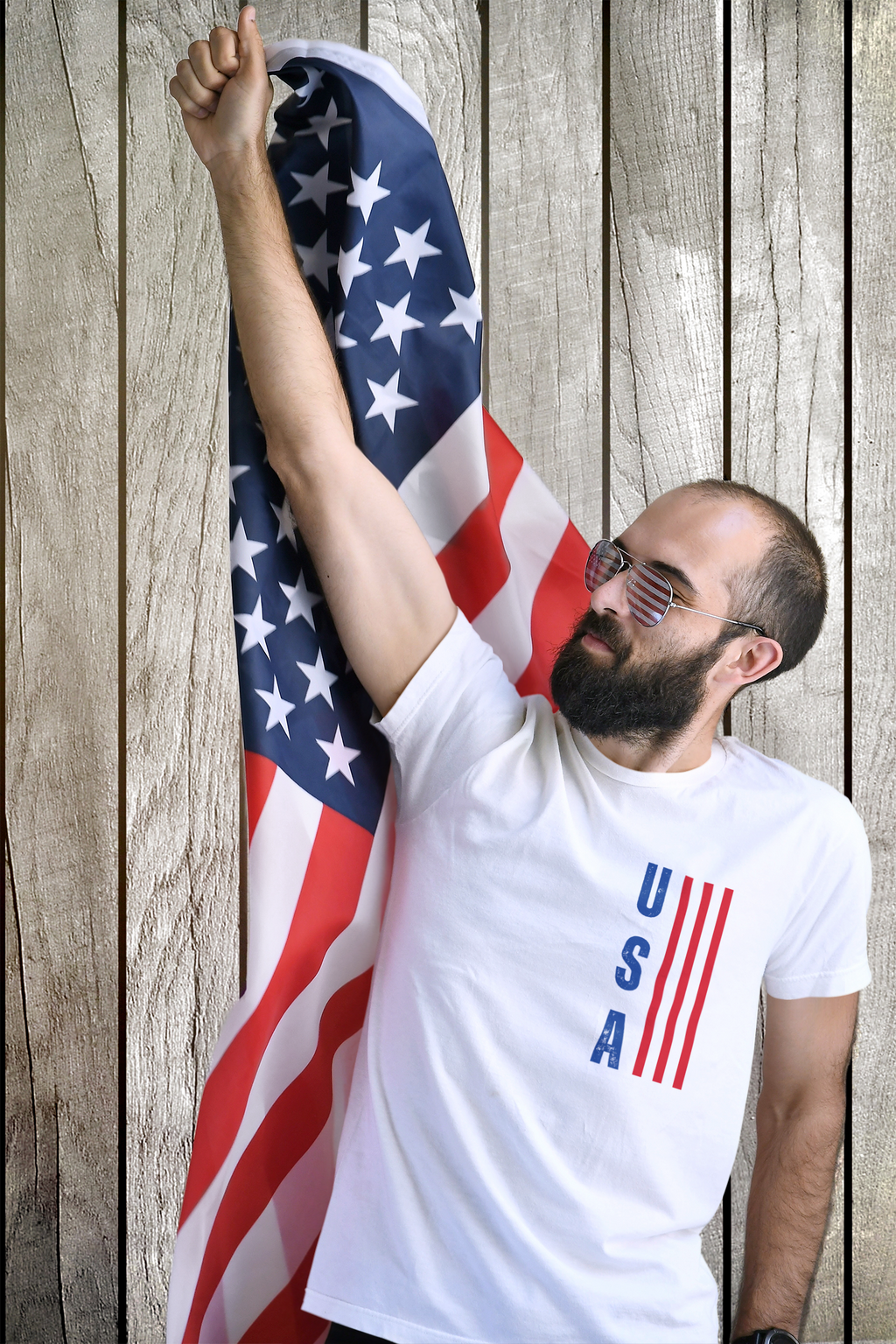 USA Vertical Stripe Tee | Gildan Softstyle® 64000