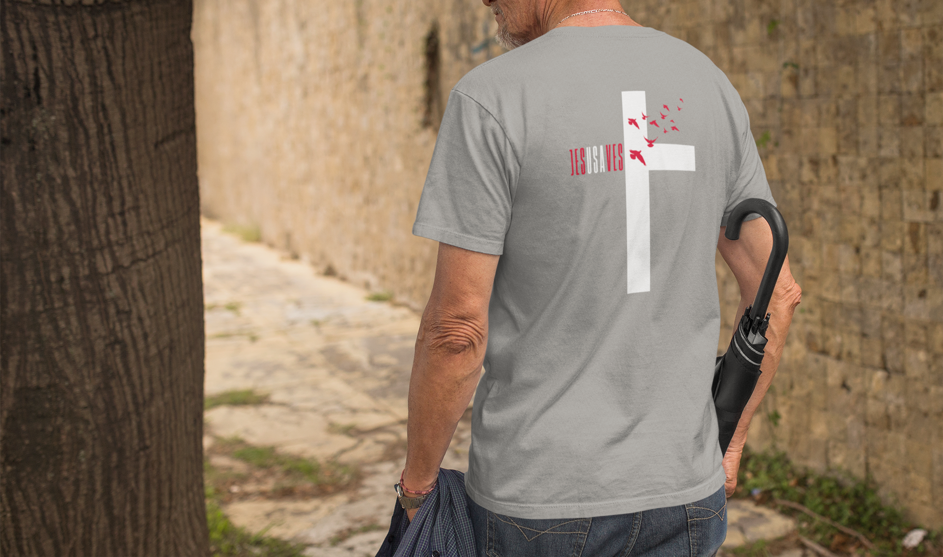 Jesus Saves Cross & Birds Tee | Gildan Softstyle® 64000