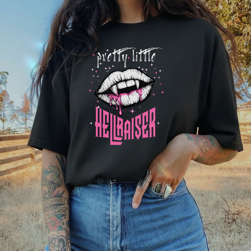 Pretty Little Hellraiser Tee – Signature Drippy Pink Lips Design