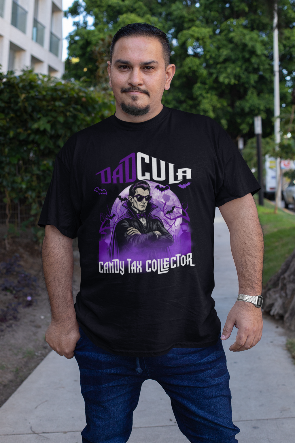 Dadcula Candy Tax Collector Halloween T-Shirt | Funny Dad Halloween Tee