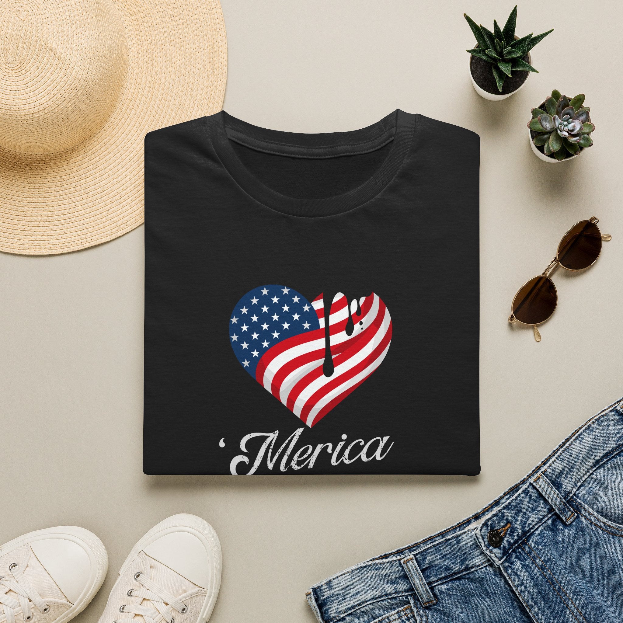 'Merica Drip Heart Patriotic Tee | USa Flag Graphic Shirt