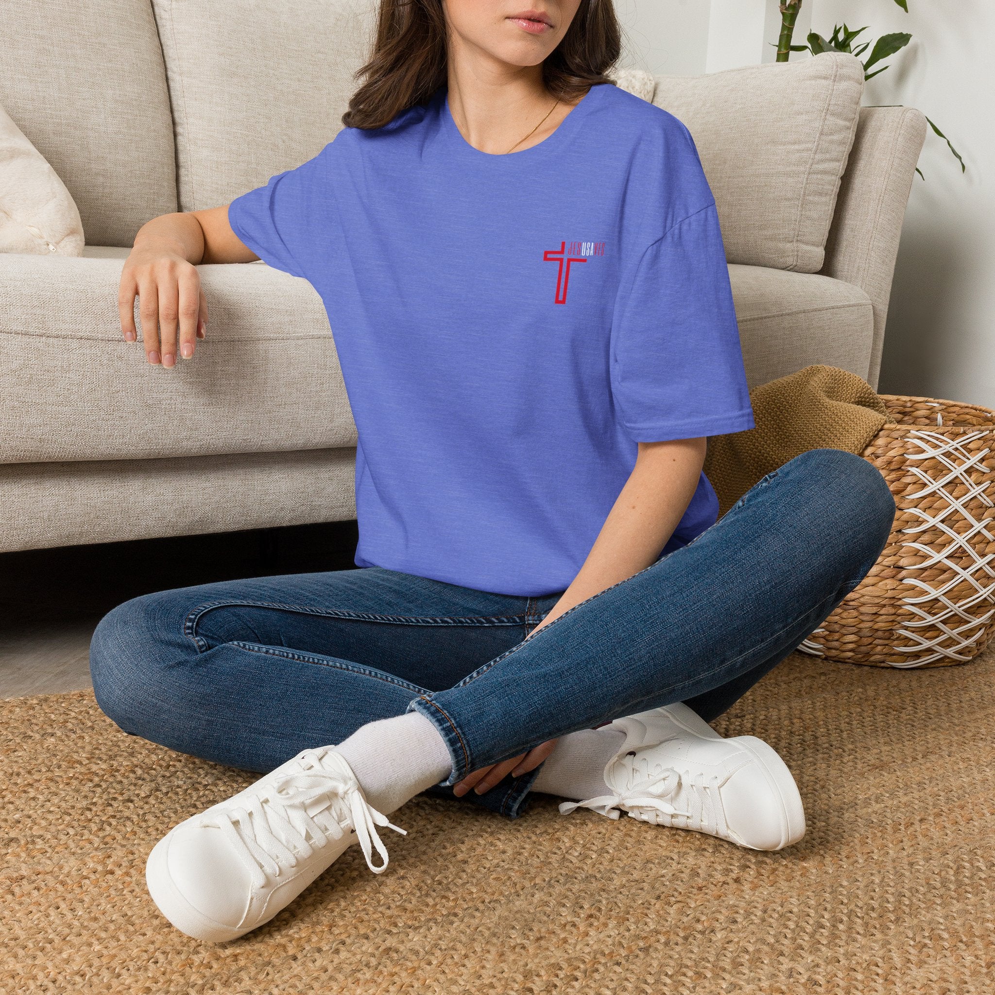 Jesus Saves USA Cross Tee | Gildan Softstyle® 64000