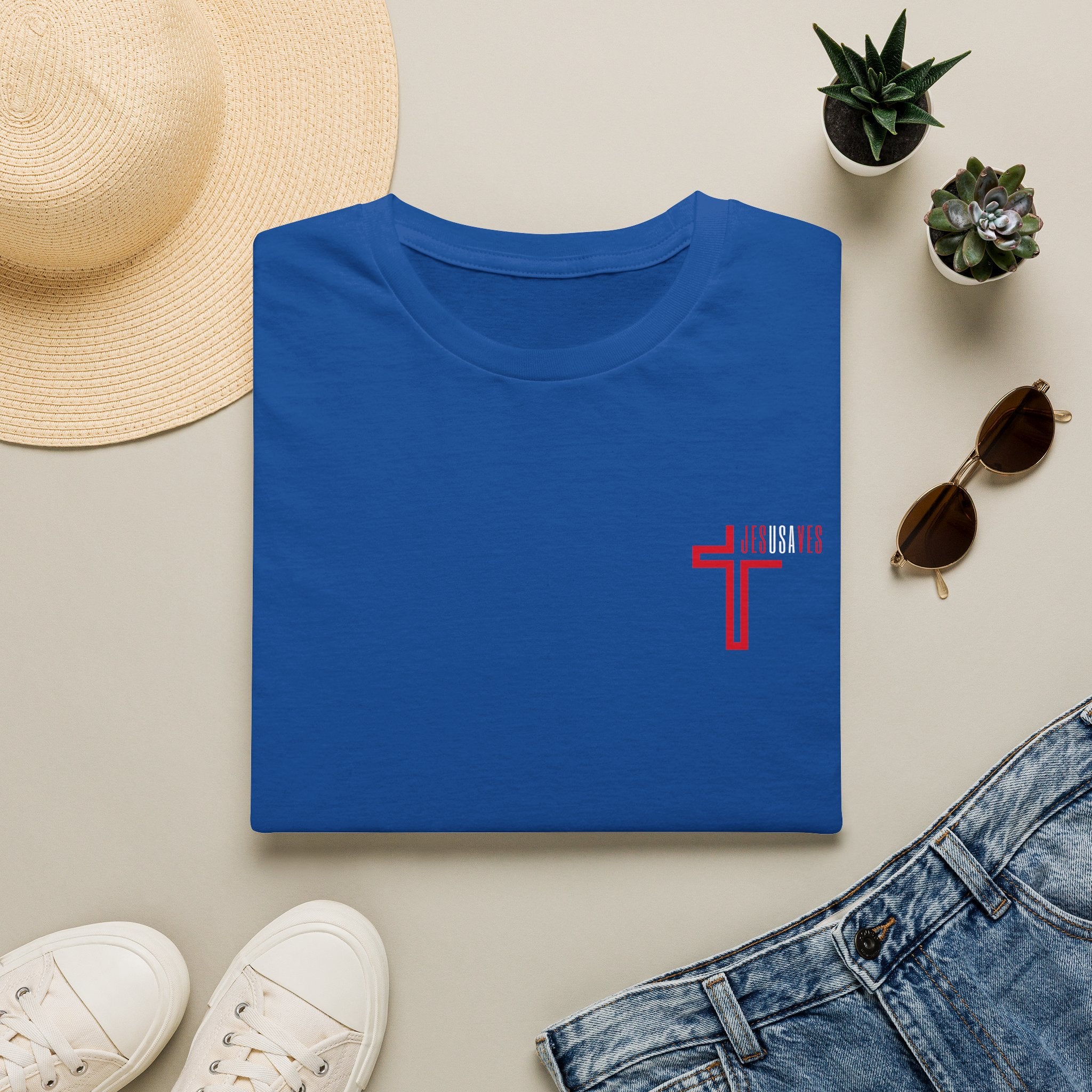 Jesus Saves USA Cross Tee | Gildan Softstyle® 64000
