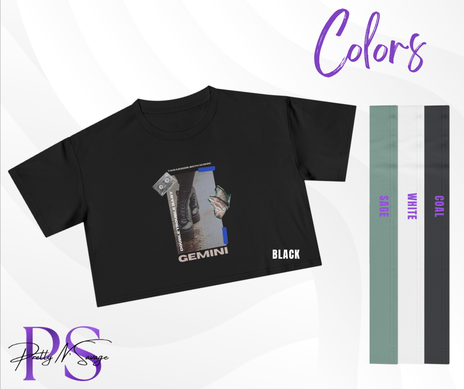 Double the Trouble Gemini Crop Tee